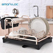 Load image into Gallery viewer, smartloc Aluminium Alloy Dish Rack Kitchen Organizer Storage Drainer Drying Plate
