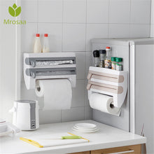 Load image into Gallery viewer, Kitchen Plastic Refrigerator Cling Film Storage Cutting Rack Wrap Cutter Tin Foils Paper Towel Holder